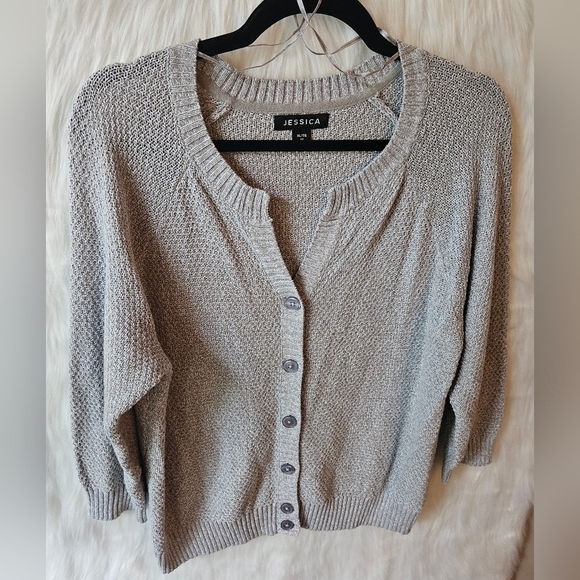 Jessica Women's Heather Gray Button-Up Cardigan - Picture 2 of 7